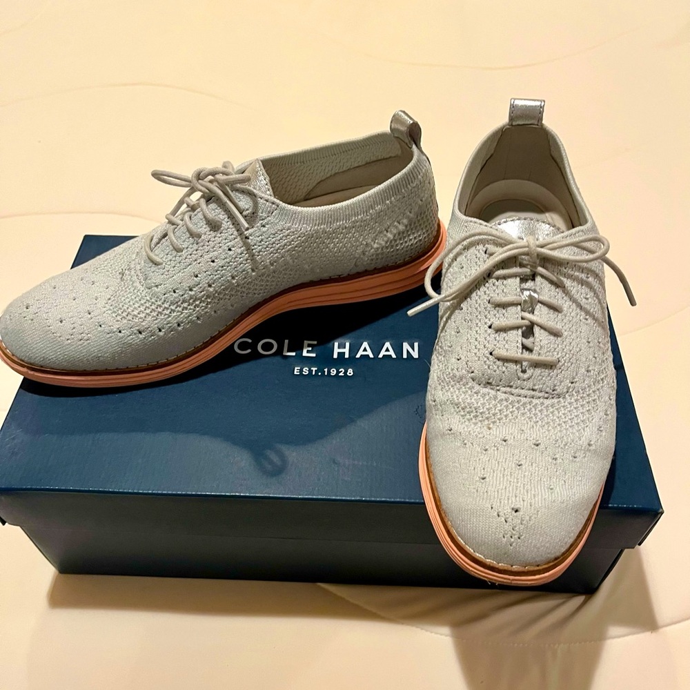 Cole Haan Women's Gray Knit Oxfords